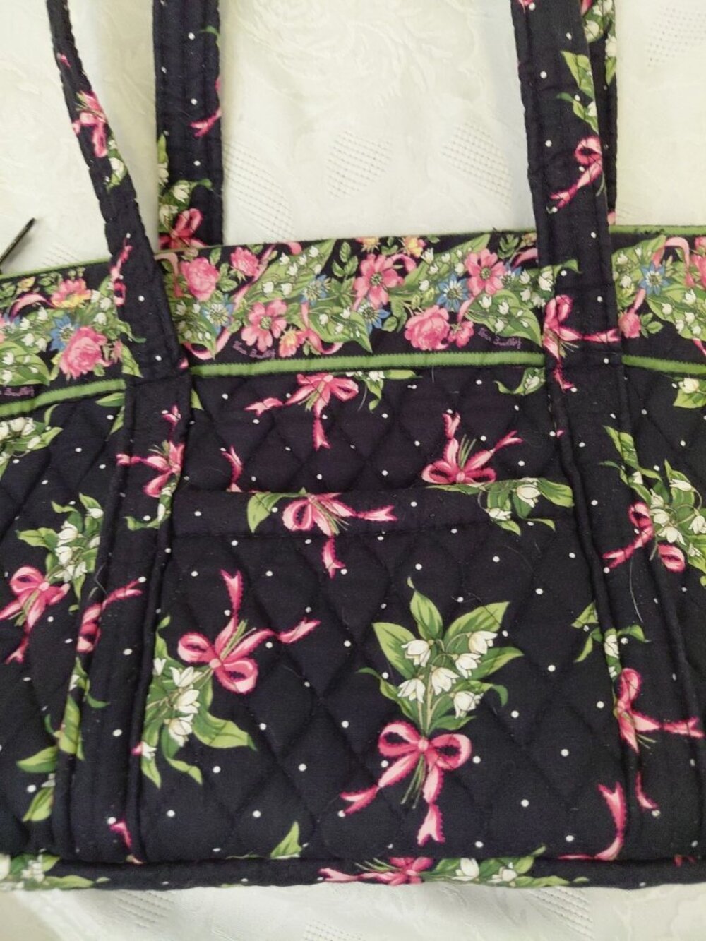 Vintage Vera Bradley Retired Pattern Breast Cancer Ribbon Handbag Purse - Picture 2 of 7